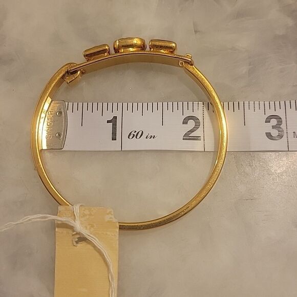 NWT Janna Conner Pink Agate Ruby 18kt Gold Bracelet Good Luck Cuff Bangle Dainty - Picture 9 of 12